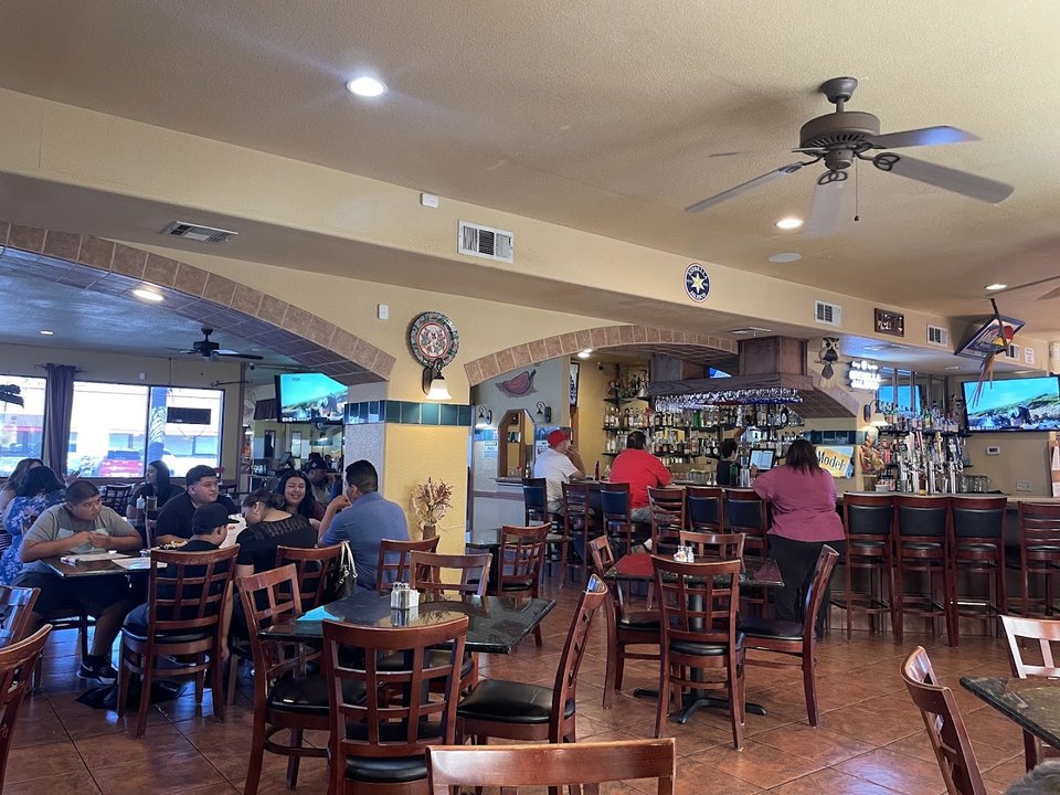 Mexican restaurant dining room with casual seating